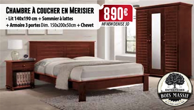 CHAMBRE A COUCHER  EN BOIS MASSIF<br><small><b>MF NEW DENISE 3D</b></small>